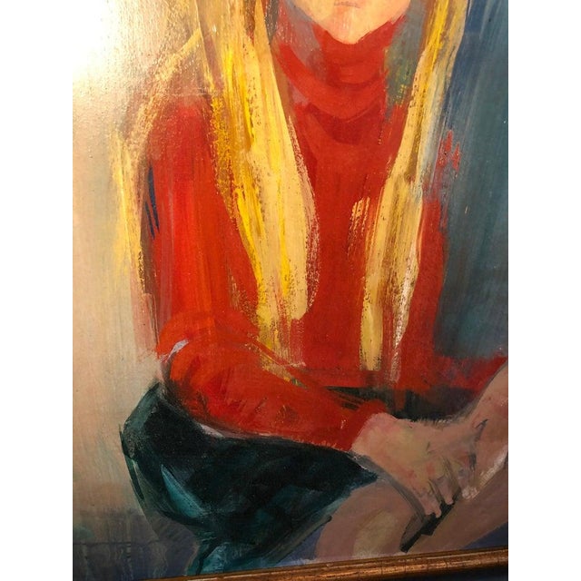 Mid-Century Modern Large Mid Century Portrait of a Girl For Sale - Image 3 of 12