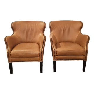 Leather Club Chairs -a Pair For Sale