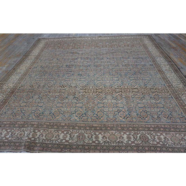 1880s Blue Navy Antique Sarouk Floral Desing Knotted Wool Persian Malayer Rug For Sale - Image 4 of 10