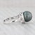 Modern New Tahitian Black Pearl 0.55ctw Diamond Halo Ring 14k White Gold Size 7 For Sale - Image 3 of 7