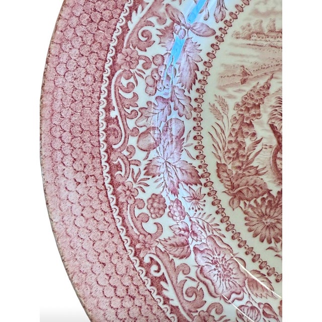 Johnson Brothers 1970s Johnson Bros. “Four Seasons – Summer (On the Home Farm)” Red Transferware Plate For Sale - Image 4 of 7