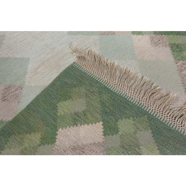 Green Doris Leslie Blau "Opal" - Midcentury Swedish Flat Woven Rug by Brita Svefors For Sale - Image 8 of 8