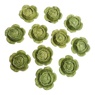 Vintage Cabbage Ware Ceramic Small Dodie Thayer Style Covered Serving Bowls 1978 Set of 11 For Sale