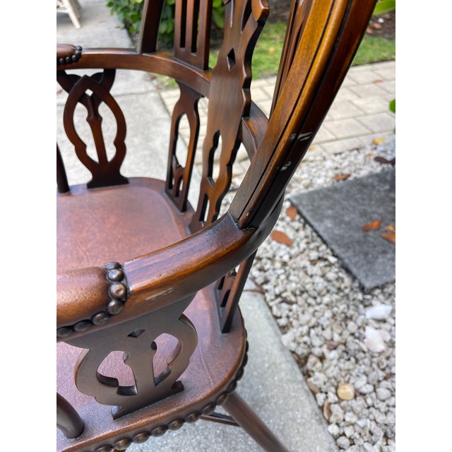 Vintage Gothic Revival Windsor Armchair Attributed to Theodore Alexander For Sale - Image 13 of 14