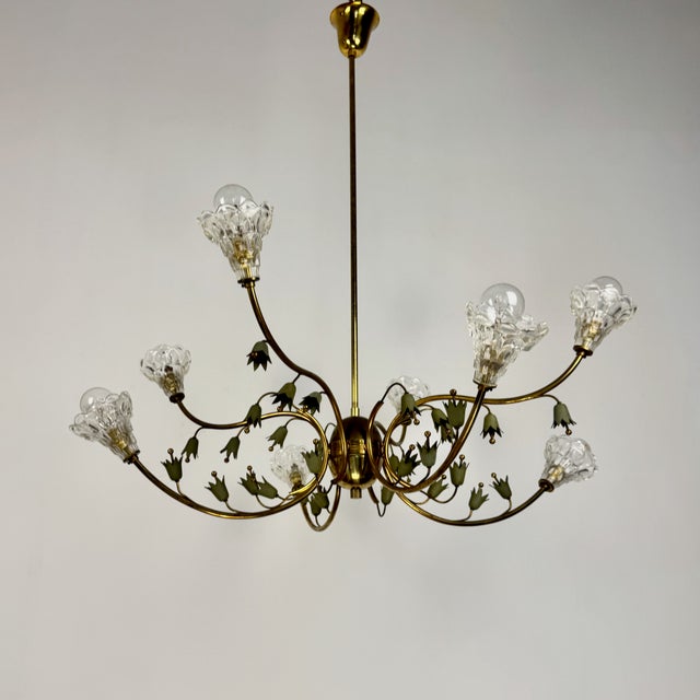 Metal Mid-Century Modern Florentine Sputnik Eight-Arm Chandelier, 1950s For Sale - Image 7 of 10