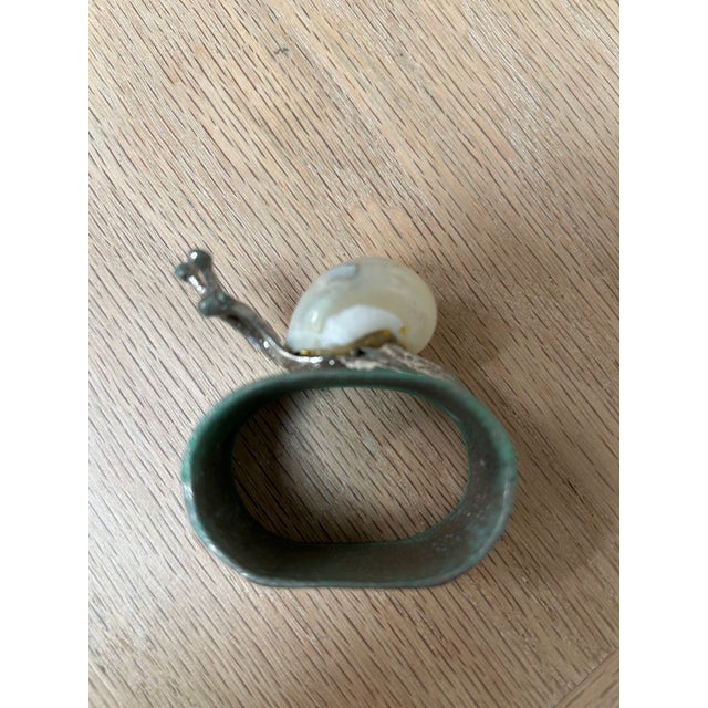 1990s Handcrafted Vintage Steel & Shellcraft Snail Napkin Rings- Set of Six For Sale In New York - Image 6 of 7