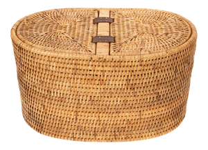 Artifacts Rattan Oval Double Tissue Roll Box in Honey Brown