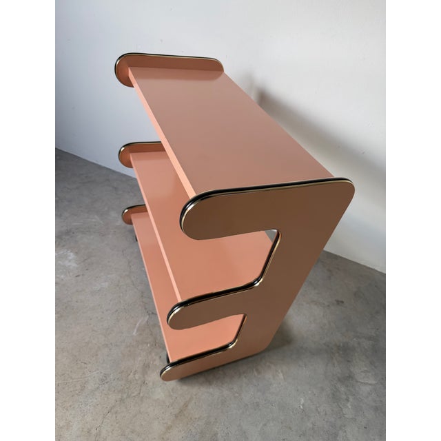 1980s Vintage Postmodern Space Age Laminate Bar Cart / Rolling Display Shelf For Sale - Image 10 of 13