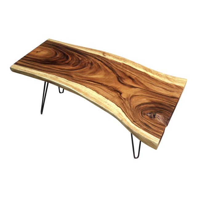 Custom Live Edge Cocktail Table With Hairpin Legs | Chairish
