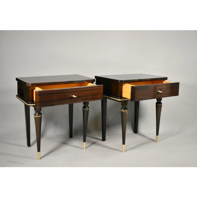 Wood Mid-Century French Macassar Ebony Bedside Cabinets, 1970s, Set of 2 For Sale - Image 7 of 17