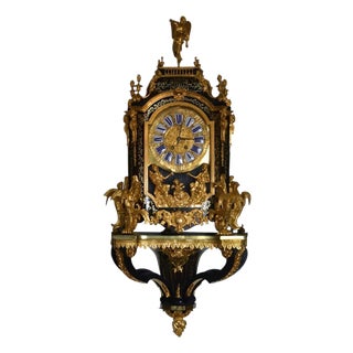 Monumental 19th Century French Boulle Cartel Clock With Pedestal For Sale