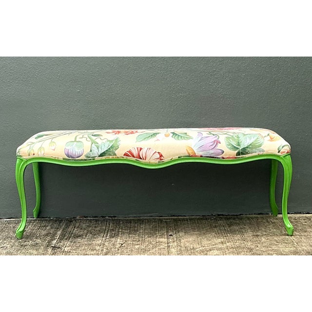 Late 20th Century Vintage Lacquered Floral Bench For Sale - Image 5 of 12