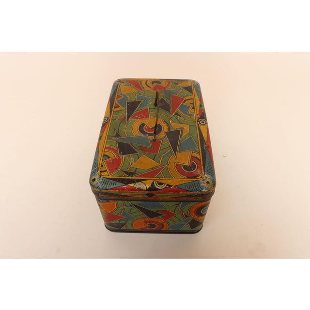 Art Deco Art Deco Bauhaus Geometric Decorative Tin Box With Brass Handle For Sale - Image 3 of 18