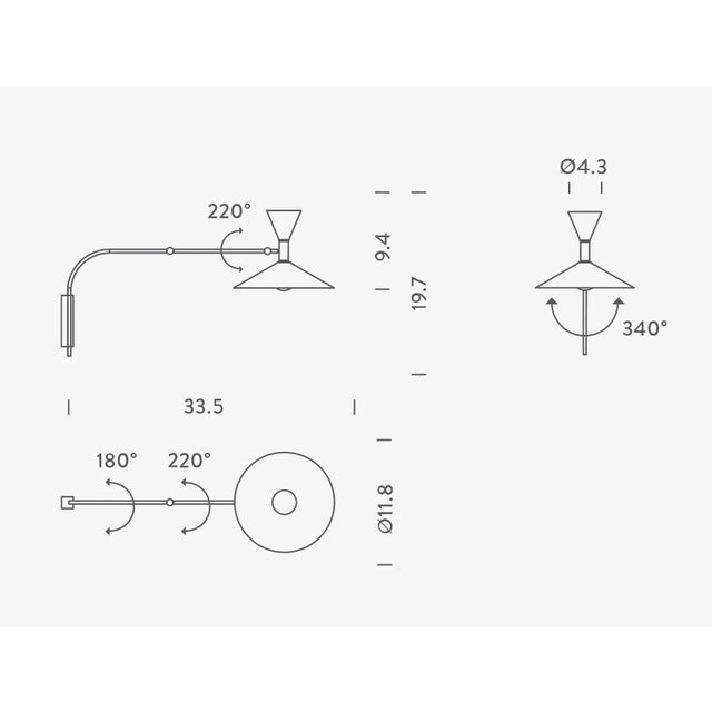 Metal Small Le Corbusier 'Lampe De Marseille Mini' Wall Lamp for Nemo in Gray For Sale - Image 7 of 13