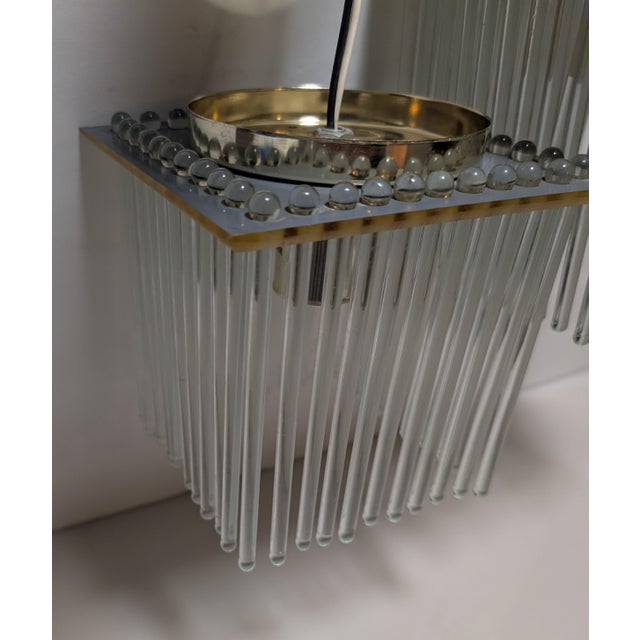 Gaetano Sciolari Style Brass and Glass Rods Flush Mount- A Pair Beautiful Beautiful glass rods in Brass flush mount...