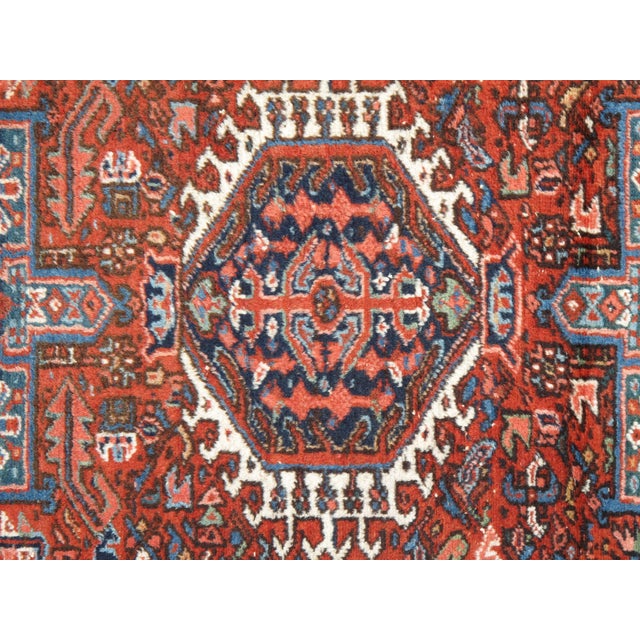 Vintage Persian Karaja Rug, Handmade Wool Oriental Rug, Rust, Ivory, Light Blue For Sale In New York - Image 6 of 18