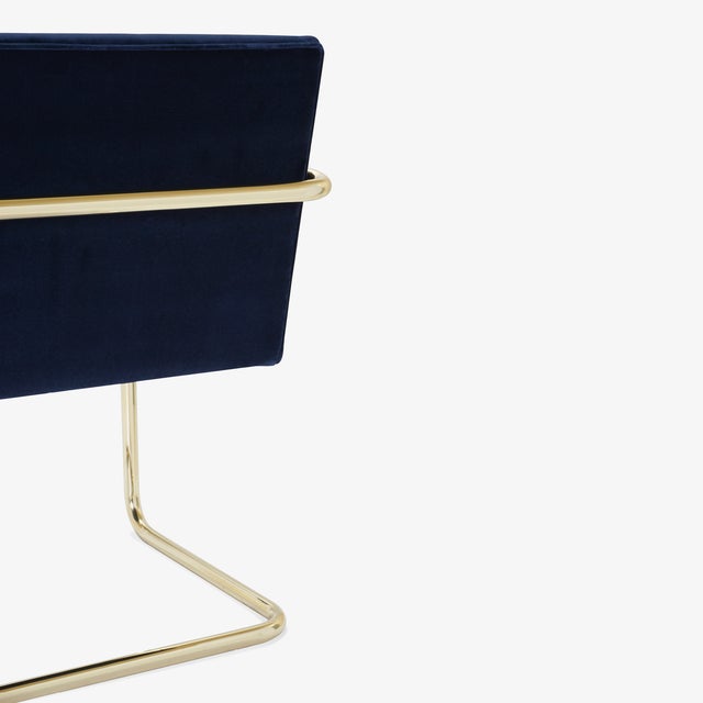 Brno Tubular Chairs in Navy Velvet, Polished Brass For Sale In New York - Image 6 of 10