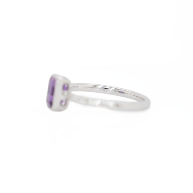 1ct Zambian Amethyst Ring With Natural Diamonds Accents: Solid 14k Gold, 7x5mm For Sale In Columbus - Image 6 of 7