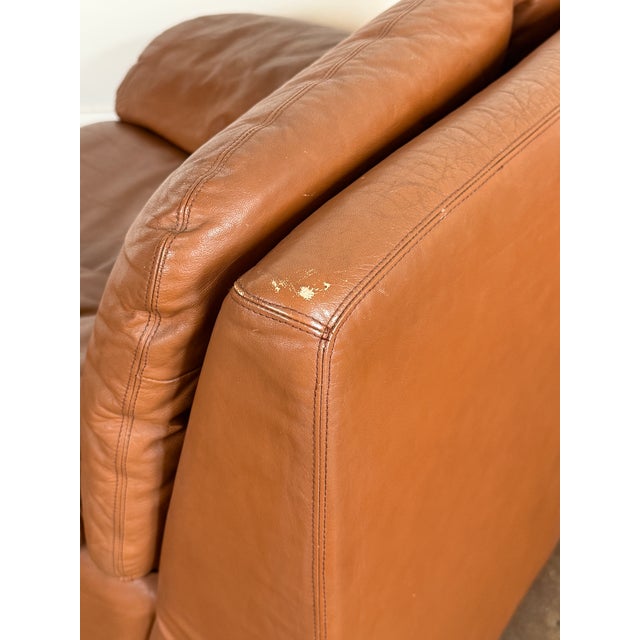 Brown Vintage 1970’s Italian Leather Lounge Chair For Sale - Image 8 of 13