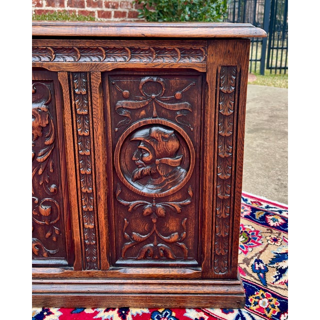 Brown Antique English Trunk Chest Blanket Box Storage Coffer Oak C. 1900s-1920s For Sale - Image 8 of 12