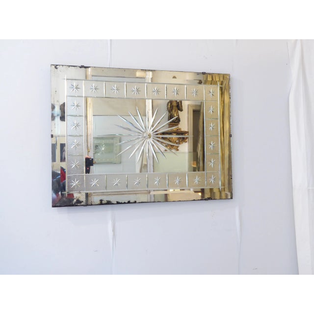 Vintage Mid-Century Etched Decorative Mirror For Sale In Portland, ME - Image 6 of 6