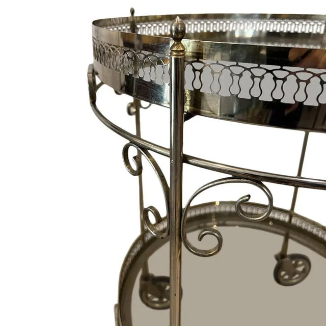 1960s Mid-Century French Brass and Glass Bar Cart, 1960s For Sale - Image 5 of 6