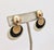 Mid-Century Modern Vintage 1970s Signed Napier Off White, Black & Goldtone Disc Pendant Clip Earrings-2 Pieces For Sale - Image 3 of 7