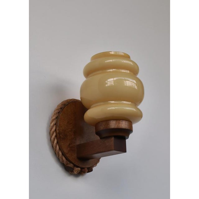 Scandinavian Modern Wall Lamps in Jute Rope and Opaline Glass by Markslöjd, 1970s, Set of 2 For Sale - Image 4 of 18