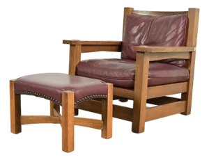 Stickley Mission Oak Arts & Crafts Eastwood Lounge Chair With Ottoman