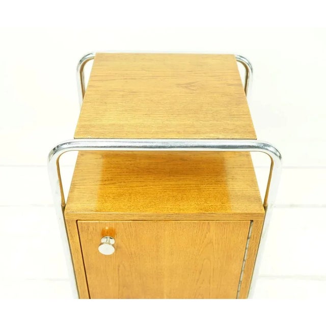 Wood Bauhaus Steel Tube Bedside Table from Kovona, 1930s For Sale - Image 7 of 8