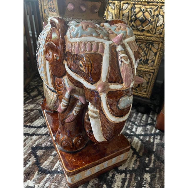Late 20th Century Ceramic Elephant Garden Stool For Sale - Image 10 of 13