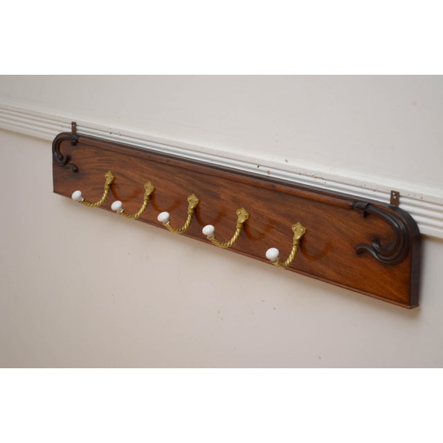 William IV Mahogany Coat Rack with Twisted Rope & Ceramic Hooks, 1850s For Sale - Image 12 of 12