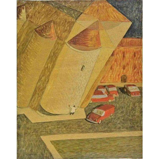 Alberto Gallerati, The Collapsing Church, Oil on Canvas, 1970s For Sale - Image 4 of 4