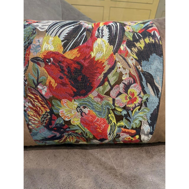 Handmade Mocha Velvet Tropical Cushion Cover For Sale - Image 12 of 15
