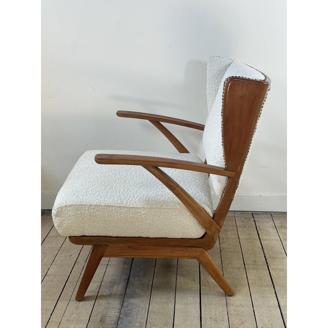 Armchairs in Wood and Bouclé Fabric, 1950s, Set of 2 For Sale - Image 9 of 15