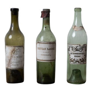 3 Antique Bottles St. Julien Medoc, Chateau Larose, Hennessy - Savannah History For Sale