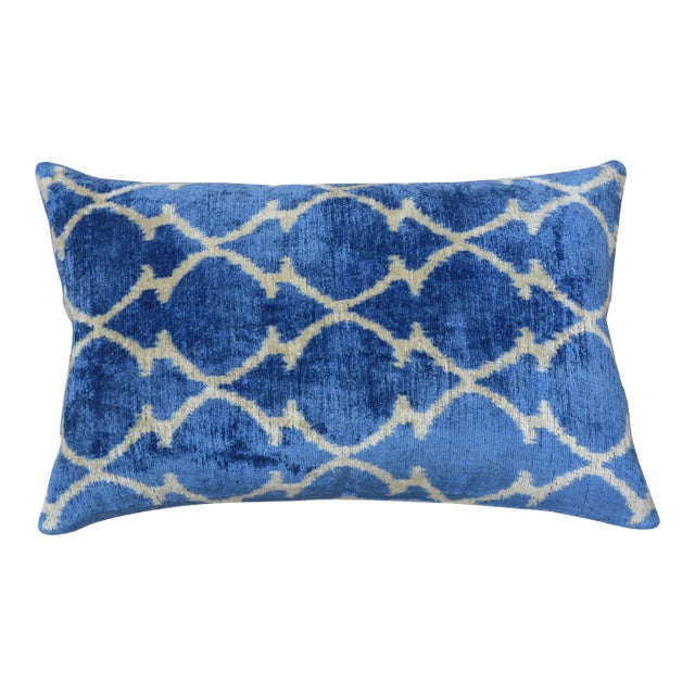 Silk Uzbek Ikat Velvet Hand Made Pillow Cushion For Sale