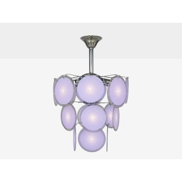 Mid-Century Modern, Small Pendant Light or Chandelier, Purple or Lavender Murano Glass, Chrome, USA, 1960s A mid-century...