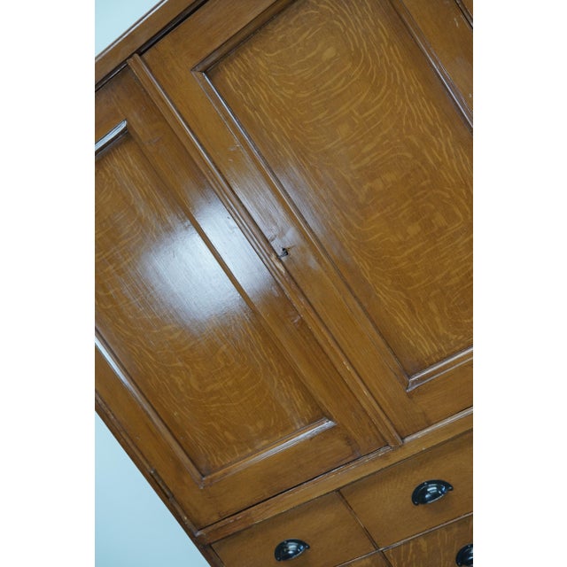 Vintage Dutch Faux Oak Paint Pine Bank of Drawers For Sale - Image 10 of 17