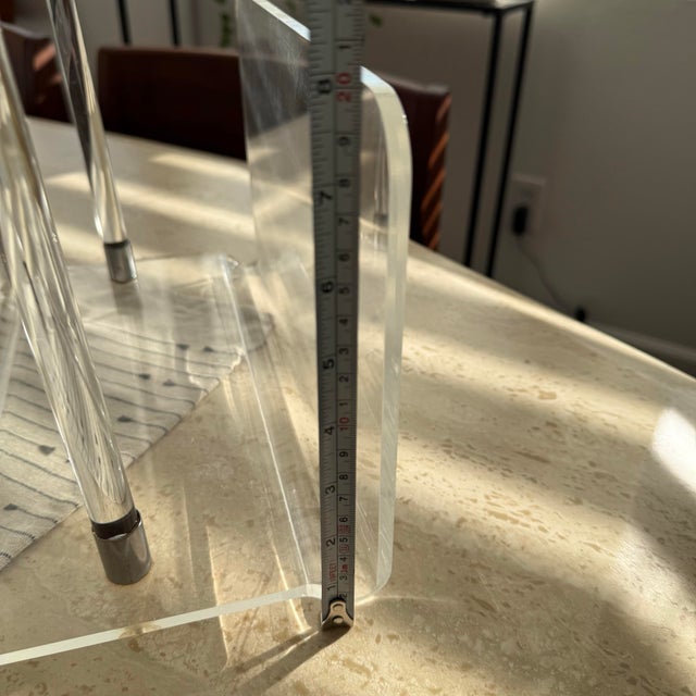 Mid Century Modern Charles Hollis Jones Style Magazine Holder Lucite MCM Vintage For Sale In Palm Springs - Image 6 of 7