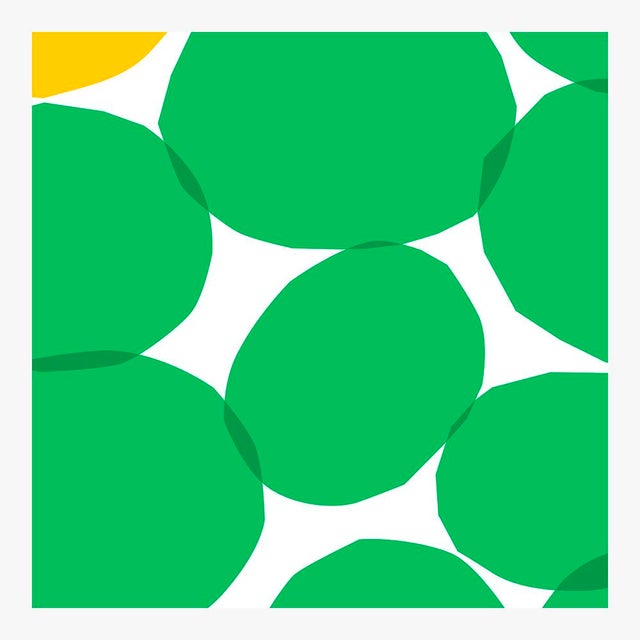 Mid-Century Modern 11 Green Ovals, One Yellow Fine Art Print 32" X 42" by Liz Roache For Sale - Image 3 of 6