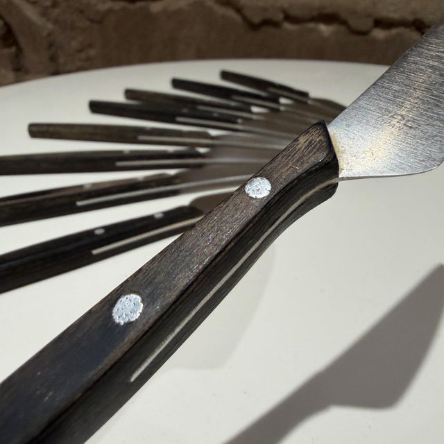 1960s Mid-Century Modern Mac De Luxe Series Steak Knives Japan Stainless Steel Wood - Set of 9 For Sale - Image 9 of 10