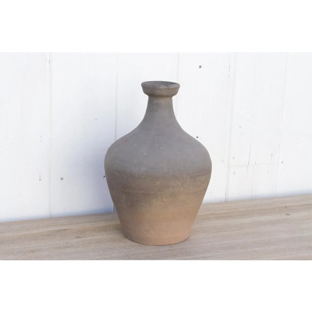 1950s Oxidized Gray Terracotta Amphora Vase For Sale - Image 5 of 9