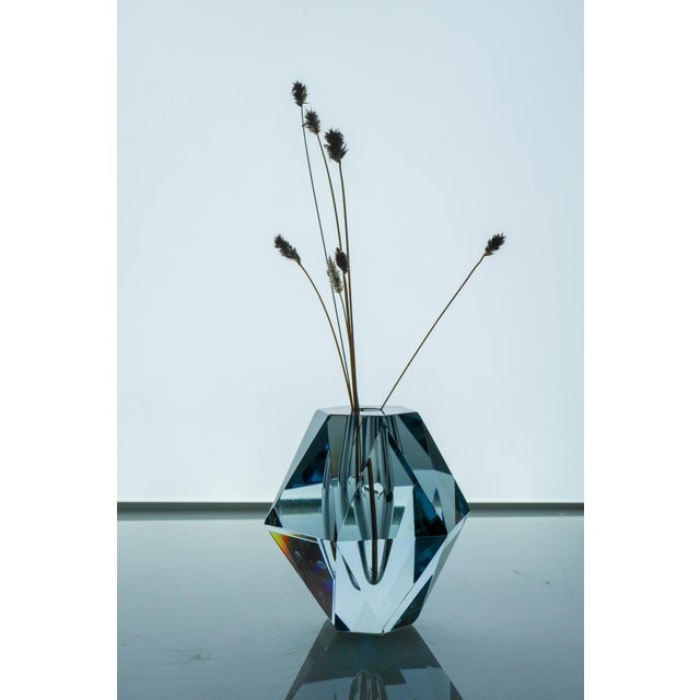 Dimond-Shaped Crystal Vase from Strömbergshyttan, Sweden For Sale - Image 10 of 14
