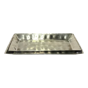 Set 2 Hand Punch Marks Stainless Steel Rectangular Display Serving Plate
