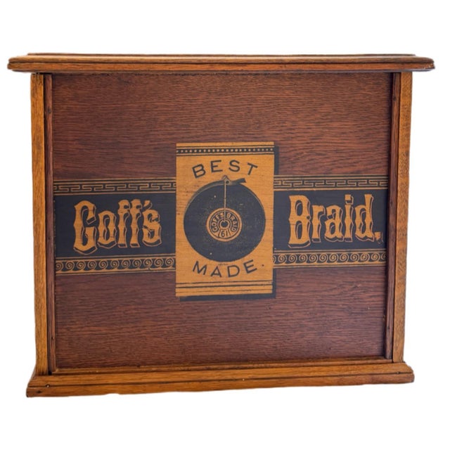Antique Goff's "Best Braid Made" Oak Spool Cabinet | Circa 1900 For Sale - Image 4 of 11