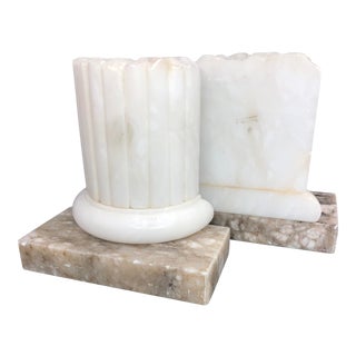 Vintage Italian Marble Column Bookends For Sale