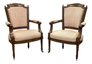 Louis XVI Armchairs in Walnut, Set of 2