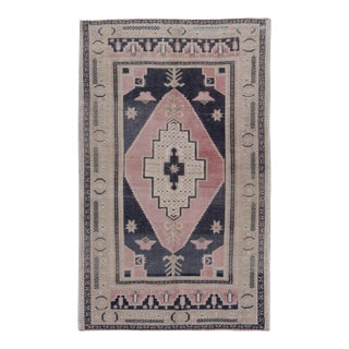 Vintage Turkish Oushak Area Rug 3'4 X 5'6 For Sale