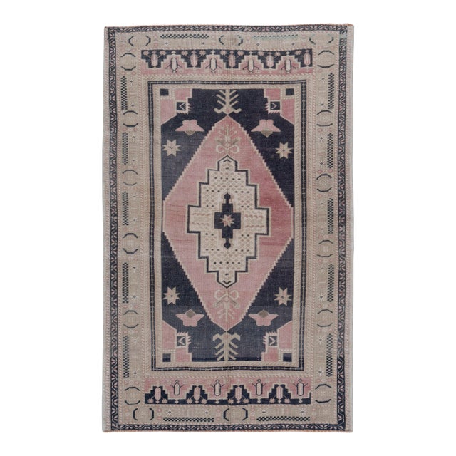 Vintage Turkish Oushak Area Rug 3'4 X 5'6 For Sale